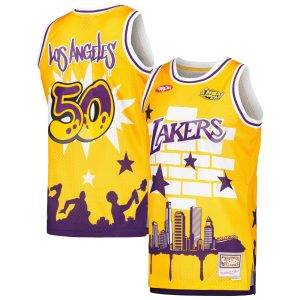 Mitchell & Ness x Tats Cru Los Angeles Lakers Trendy Gold Hardwood Classics Fashion Jersey