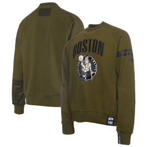 NBA x Two Hype Boston Celtics Olive Trendy Culture & Hoops Collection Premium Pullover Sweatshirt