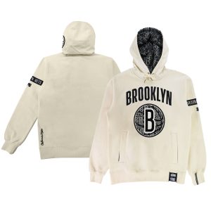 NBA x Two Hype Brooklyn Nets Unisex Cream Culture & Hoops Heavyweight Fabulous Pullover Hoodie
