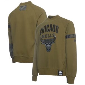 NBA x Two Hype Chic Chicago Bulls Olive Culture & Hoops Collection Premium Pullover Sweatshirt