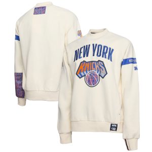 NBA x Two Hype New York Knicks Cream Culture & Hoops Collection Stylish Premium Pullover Sweatshirt