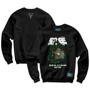 NBALab x Hyperfly Milwaukee Bucks Unisex Black Year Unique of the Snake Lunar New Year Collection Sweatshirt