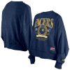 New Era Indiana Unique Pacers Women's Navy Throwback Vintage Enzyme Wash Oversized Boxy Pullover Sweatshirt