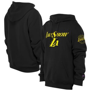New Era Los Angeles Lakers Black 2024/25 City Edition Chenille Heavyweight Eye - catching Pullover Hoodie