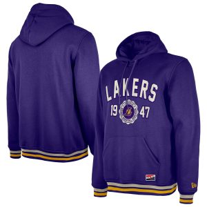 New Era Los Angeles Lakers Purple Throwback Vintage Pullover Hoodie Eye - catching