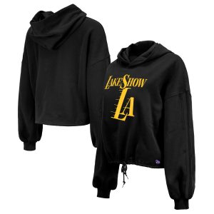 New Era Los Angeles Lakers Women's Black 2024/25 City Edition Gorgeous Cropped Pullover Hoodie