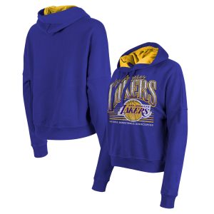 New Era Los Angeles Lakers Women's Purple Boxy Pullover Hoodie Unique