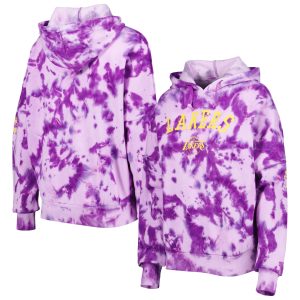 New Era Los Angeles Lakers Women's Purple Brushed Cotton Tie Dye Unique Pullover Hoodie