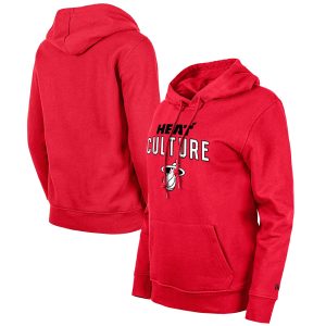 New Era Miami Heat Women's Red 2023/24 City Stylish Edition Pullover Hoodie