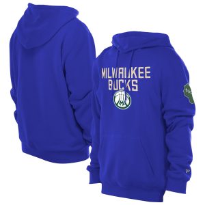 New Era Milwaukee Bucks Royal Stylish 2024/25 City Edition Chenille Heavyweight Pullover Hoodie