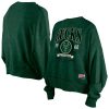 New Era Milwaukee Bucks Women's Hunter Green Throwback Stylish Vintage Enzyme Wash Oversized Boxy Pullover Sweatshirt