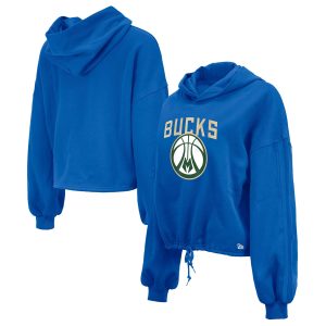 New Fabulous Era Milwaukee Bucks Women's Royal 2024/25 City Edition Cropped Pullover Hoodie