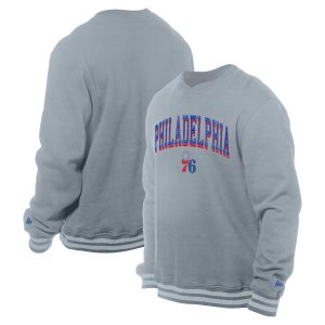 New Era Philadelphia Gorgeous 76ers Gray Chenille Cross Over Pullover Sweatshirt