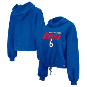 New Era Philadelphia 76ers Women's Royal 2024/25 City Edition Cropped Unique Pullover Hoodie