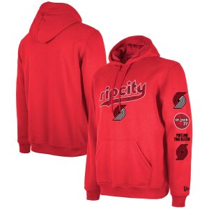 New Era Portland Trail Blazers Red Big & Tall 2023/24 City Edition Eye - catching Jersey Pullover Hoodie