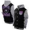 New Era Sacramento Kings Black Throwback Prep Chenille Full Snap Hooded Varsity Jacket Eye - catching