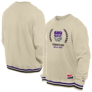 New Era Sacramento Kings White Throwback Vintage Pullover Stylish Sweatshirt