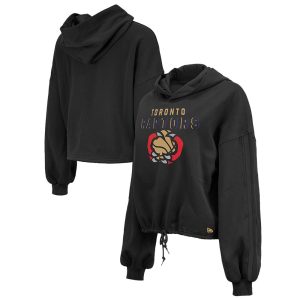 New Era Toronto Raptors Women's Black 2024/25 City Edition Cropped Gorgeous Pullover Hoodie