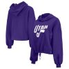 New Era Utah Jazz Stylish Women's Purple 2024/25 City Edition Cropped Pullover Hoodie