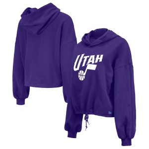 New Era Utah Jazz Stylish Women's Purple 2024/25 City Edition Cropped Pullover Hoodie