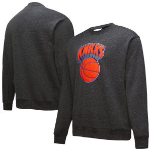 New York Knicks Black Hardwood Classics Blackout Eye - catching Collection Snow Washed Pullover Sweatshirt
