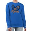 New York Knicks G III 4Her by Carl Banks Royal Women's Fabulous GIII 4 Her Leopard Heart graphic Fleece Crewneck sweatshirt