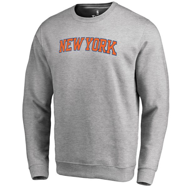 New York Knicks Heathered Gray Stylish Wordmark Pullover Sweatshirt