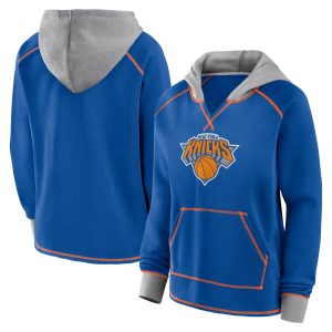 New York Knicks Women's Blue Boom Pullover Hoodie Premium