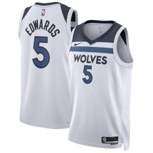 Nike Anthony Trendy Edwards Minnesota Timberwolves Unisex White Swingman Jersey Association Edition