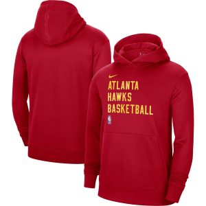 Nike Trendy Atlanta Hawks Unisex Red 2023/24 Performance Spotlight On Court Practice Pullover Hoodie