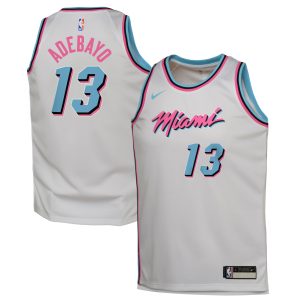 Nike Bam Adebayo Miami Heat Youth White 2024/25 Swingman Player Jersey City Edition Trendy