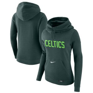 Nike Boston Celtics Women's Green 2024/25 City Edition Essential Club Pullover Hoodie Eye - catching