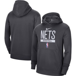 Nike Brooklyn Nets Anthracite Chic 2022/23 Spotlight On Court Practice Performance Pullover Hoodie