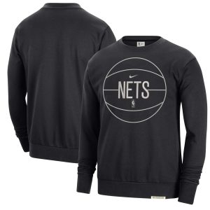 Nike Brooklyn Nets Black 2023/24 Authentic Standard Issue Stylish Travel Performance Pullover Sweatshirt