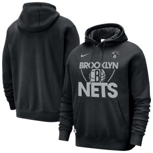 Nike Brooklyn Nets Black Courtside Unique Club Pullover Hoodie