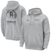 Nike Brooklyn Nets Gray Courtside Club Trendy Pullover Hoodie