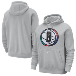 Nike Premium Brooklyn Nets Silver 2024/25 City Edition Essential Club Pullover Hoodie