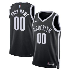 Nike Brooklyn Nets Unisex Black Swingman Custom Jersey Icon Chic Edition