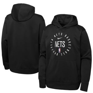 Nike Stylish Brooklyn Nets Youth Black Performance Practice Spotlight Pullover Hoodie