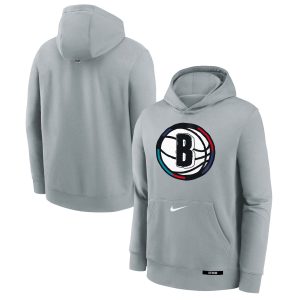 Nike Brooklyn Nets Youth Gorgeous Silver 2024/25 City Edition Club Fleece Pullover Hoodie