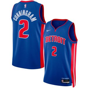 Nike Premium Cade Cunningham Detroit Pistons Unisex Blue Swingman Jersey Icon Edition