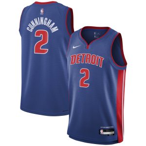 Nike Cade Cunningham Detroit Premium Pistons Youth Blue Swingman Jersey Icon Edition