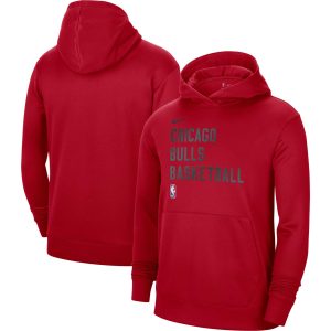 Nike Chicago Bulls Unisex Red 2023/24 Performance Spotlight On Court Practice Trendy Pullover Hoodie