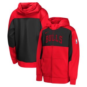 Nike Chicago Bulls Youth Red/Black Authentic On Court Showtime Performance Full Zip Hoodie Premium