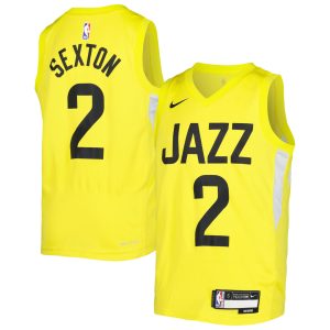 Nike Elegant Collin Sexton Utah Jazz Youth Yellow Swingman Jersey Icon Edition