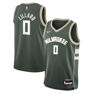 Nike Damian Lillard Milwaukee Unique Bucks Youth Hunter Green Swingman Jersey Icon Edition