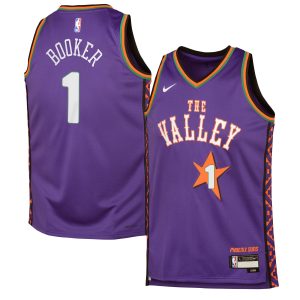Nike Devin Booker Phoenix Suns Youth Purple 2024/25 Swingman Player Jersey City Chic Edition