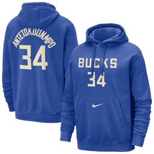Nike Giannis Antetokounmpo Milwaukee Bucks Royal 2024/25 City Edition Name & Premium Number Pullover Hoodie