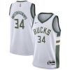 Nike Giannis Antetokounmpo Milwaukee Bucks Youth White Trendy Swingman Jersey Association Edition