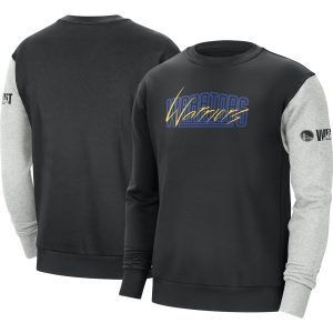 Nike Golden State Warriors Black/Heather Gray Courtside Versus Force & Flight Gorgeous Pullover Sweatshirt